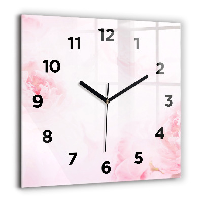 Horloge carrée en verre 60x60 cm Fleurs en fleurs