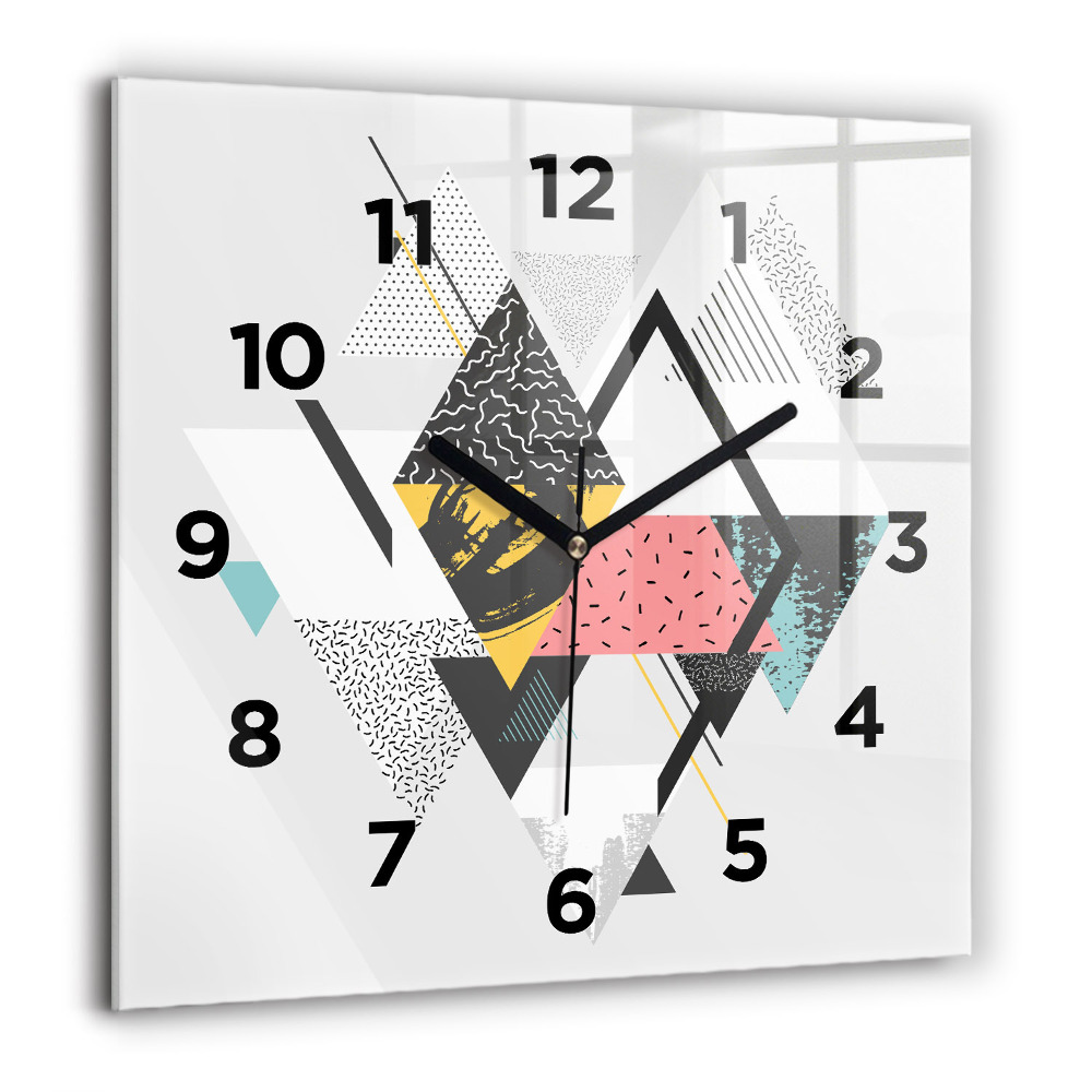 Horloge carrée en verre 60x60 cm Motif géométrique