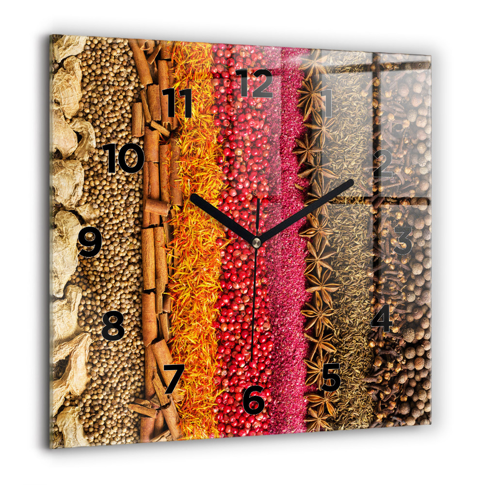 Horloge carrée en verre 60x60 cm Rangées d'épices