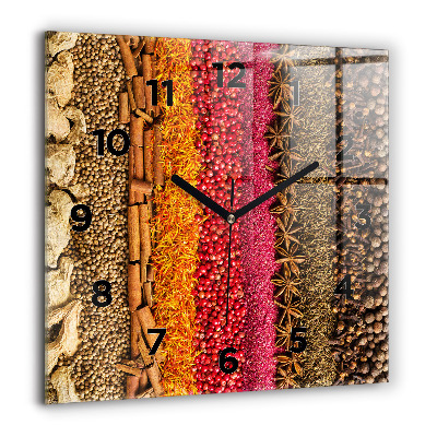 Horloge carrée en verre 60x60 cm Rangées d'épices