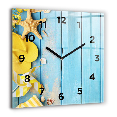 Horloge murale carrée 60x60 cm Accessoires de plage et planches