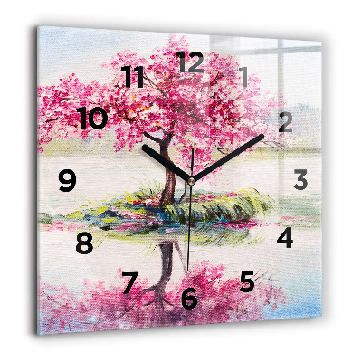 Horloge murale carrée 60x60 cm Mosaïque d'un arbre