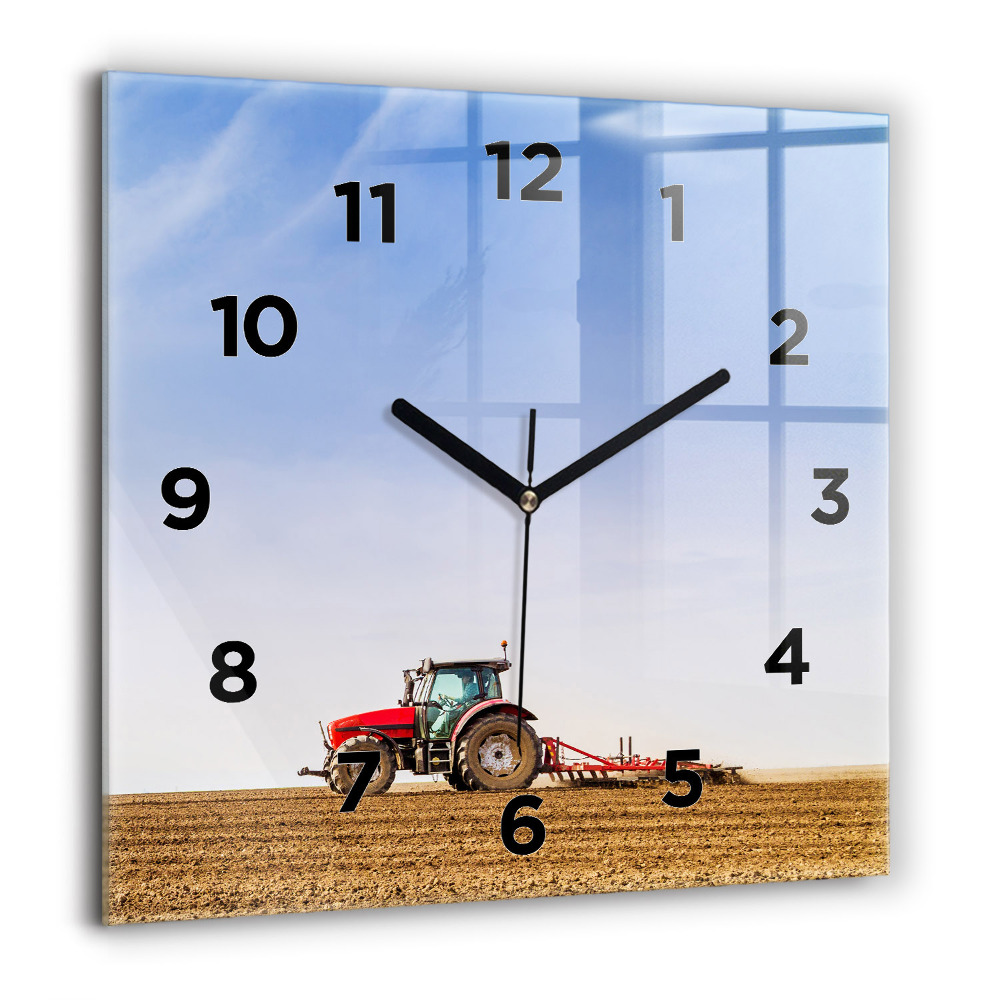 Horloge murale carrée 60x60 cm Agriculteur dans un tracteur