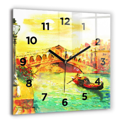 Horloge murale carrée 60x60 cm Pont du Rialto à Venise