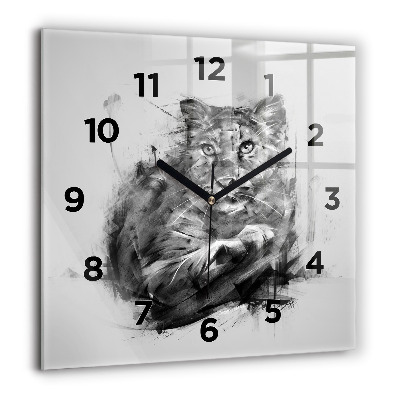 Horloge murale carrée 60x60 cm Lion peint
