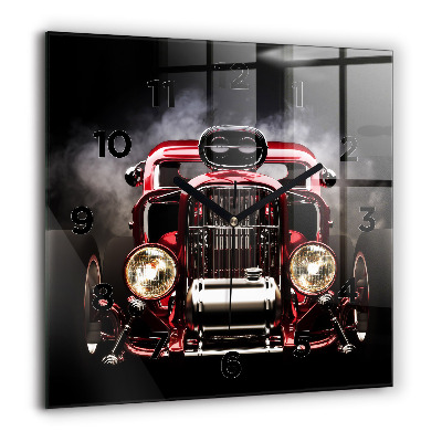 Horloge carrée en verre 60x60 cm Vieille voiture de collection