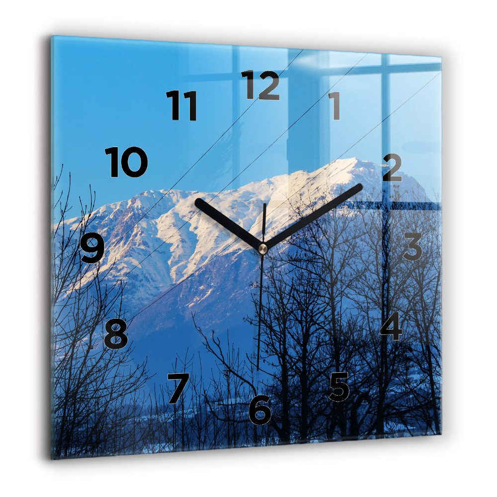Horloge murale carrée 60x60 cm Vue de la montagne