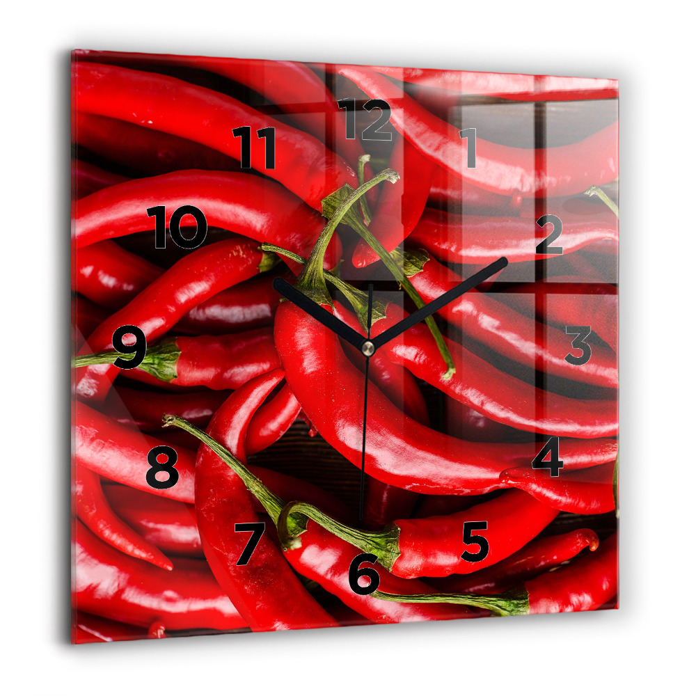 Horloge murale carrée 60x60 cm Piments forts