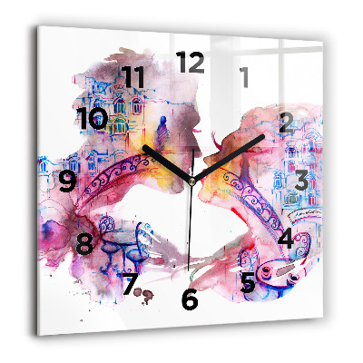 Horloge murale carrée 60x60 cm Deux corps, une âme