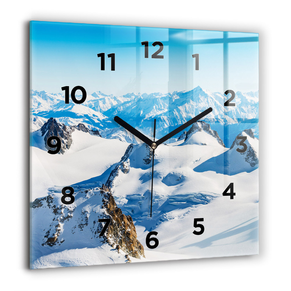 Horloge murale carrée 60x60 cm Skieur dans les Alpes