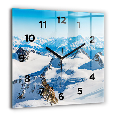 Horloge murale carrée 60x60 cm Skieur dans les Alpes