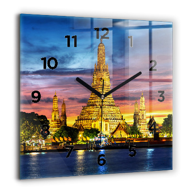 Horloge murale carrée 60x60 cm Temple à Bangkok