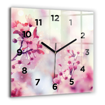 Horloge carrée en verre 60x60 cm Fleurs printemps