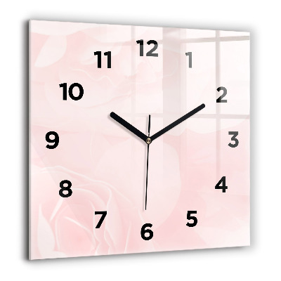 Pendule carrée en verre 60x60 cm Roses en fleurs