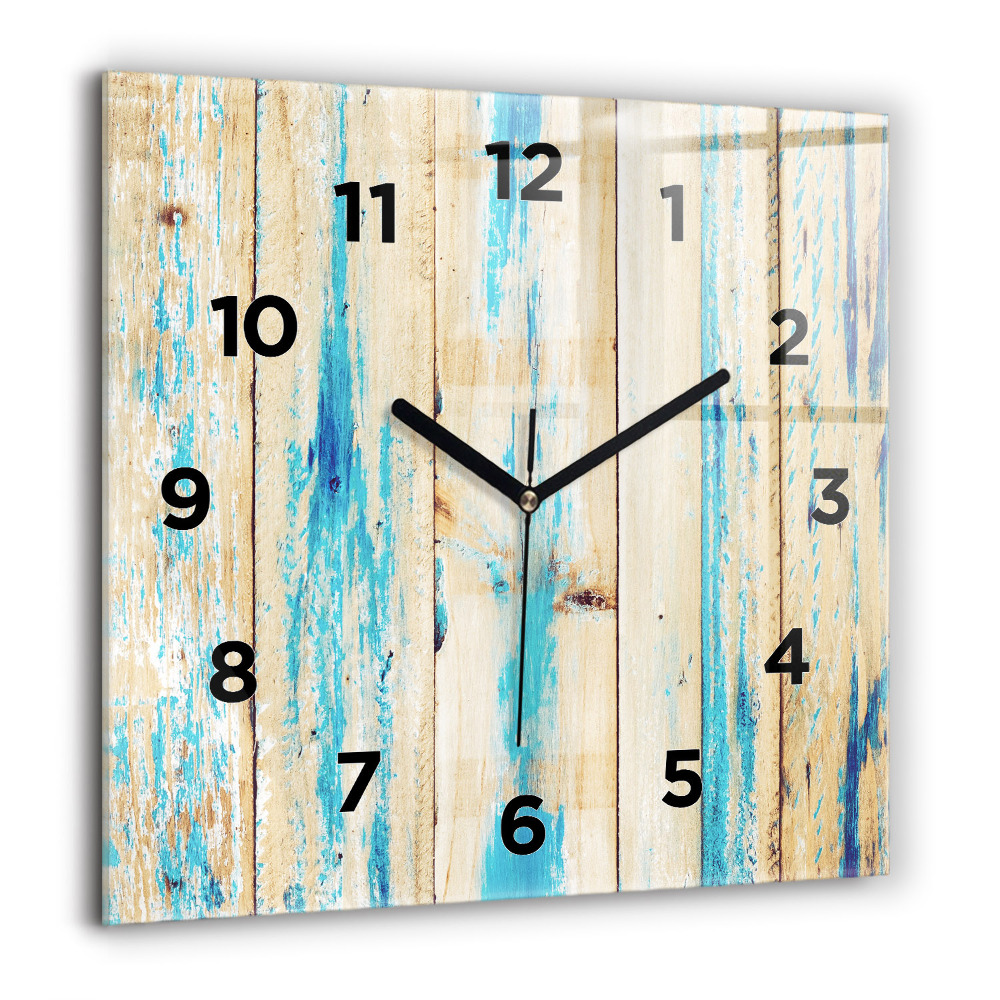 Horloge carrée en verre 60x60 cm Bois rayé