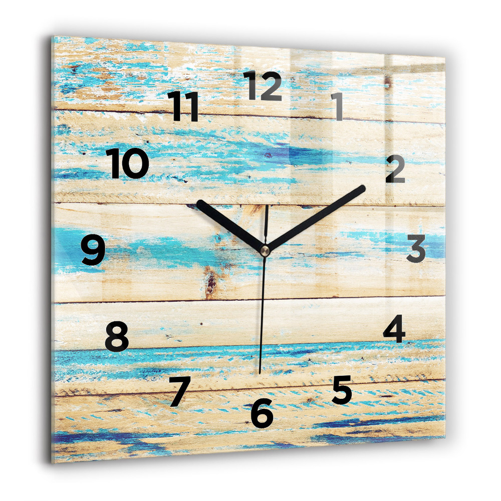 Horloge murale carrée 60x60 cm Bois rayé