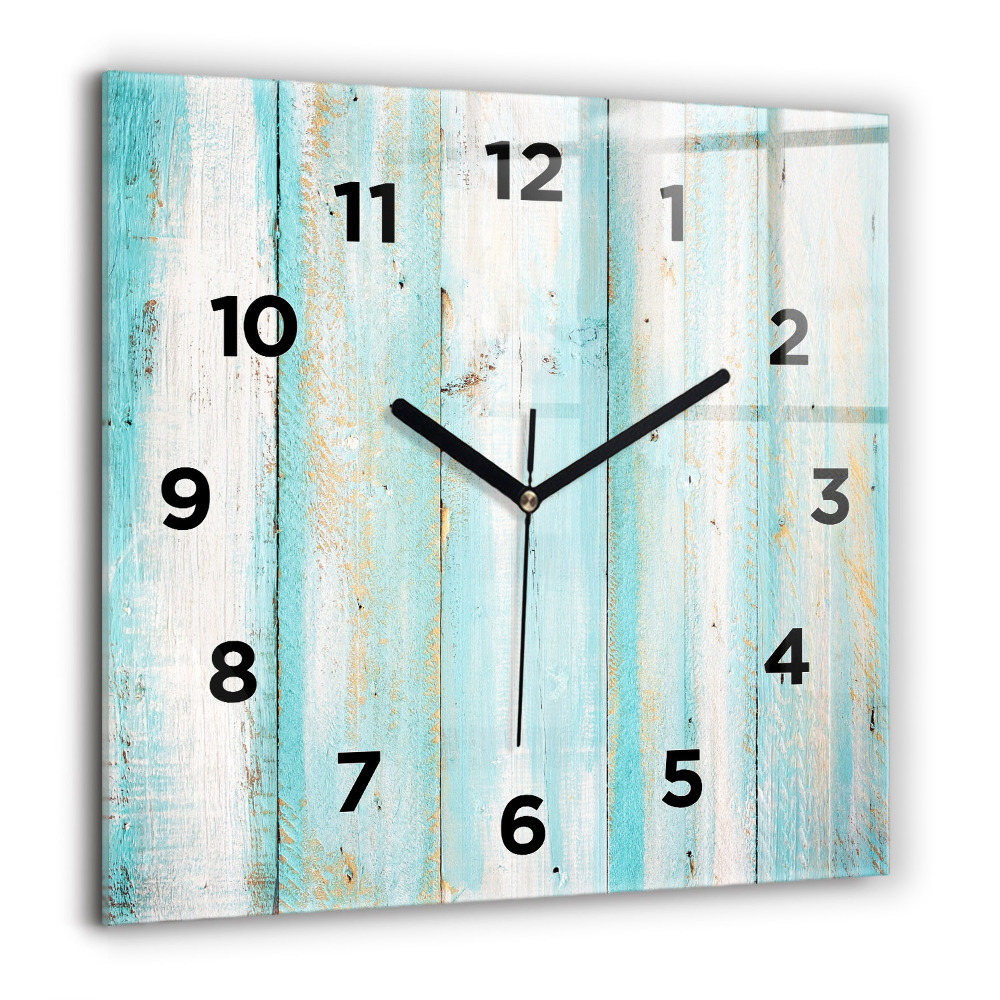 Horloge murale carrée 60x60 cm Planches bleues