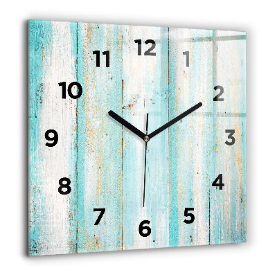 Horloge murale carrée 60x60 cm Planches bleues