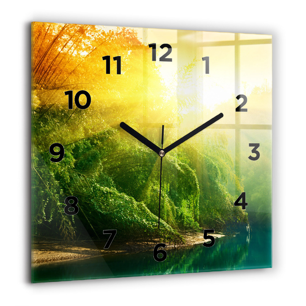 Horloge carrée en verre 60x60 cm Nature paisible
