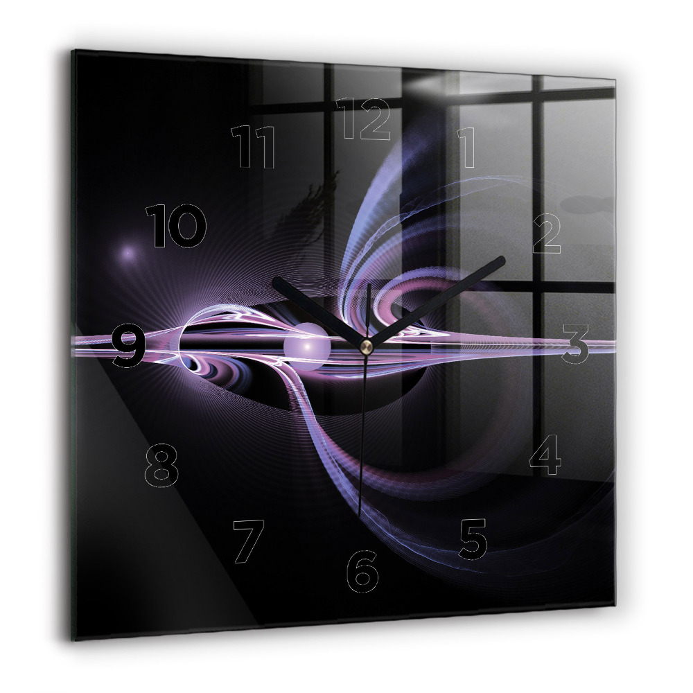Horloge carrée en verre 60x60 cm Abstraction violette