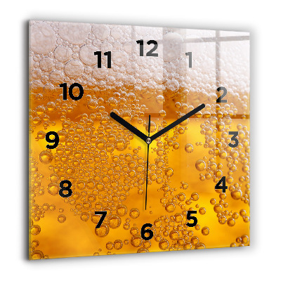 Horloge carrée en verre 60x60 cm Bière avec mousse