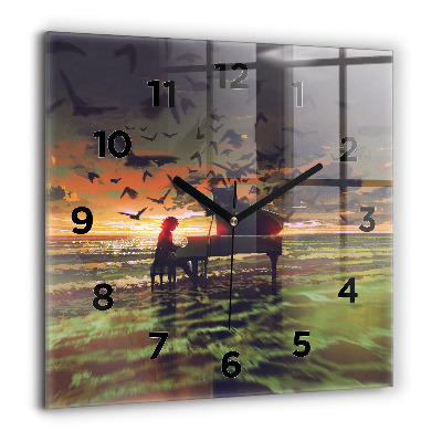 Horloge carrée en verre 60x60 cm Concert sur la plage