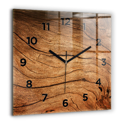 Pendule carrée en verre 60x60 cm Vieux bois