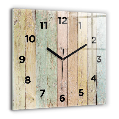 Pendule carrée en verre 60x60 cm Planches colorées