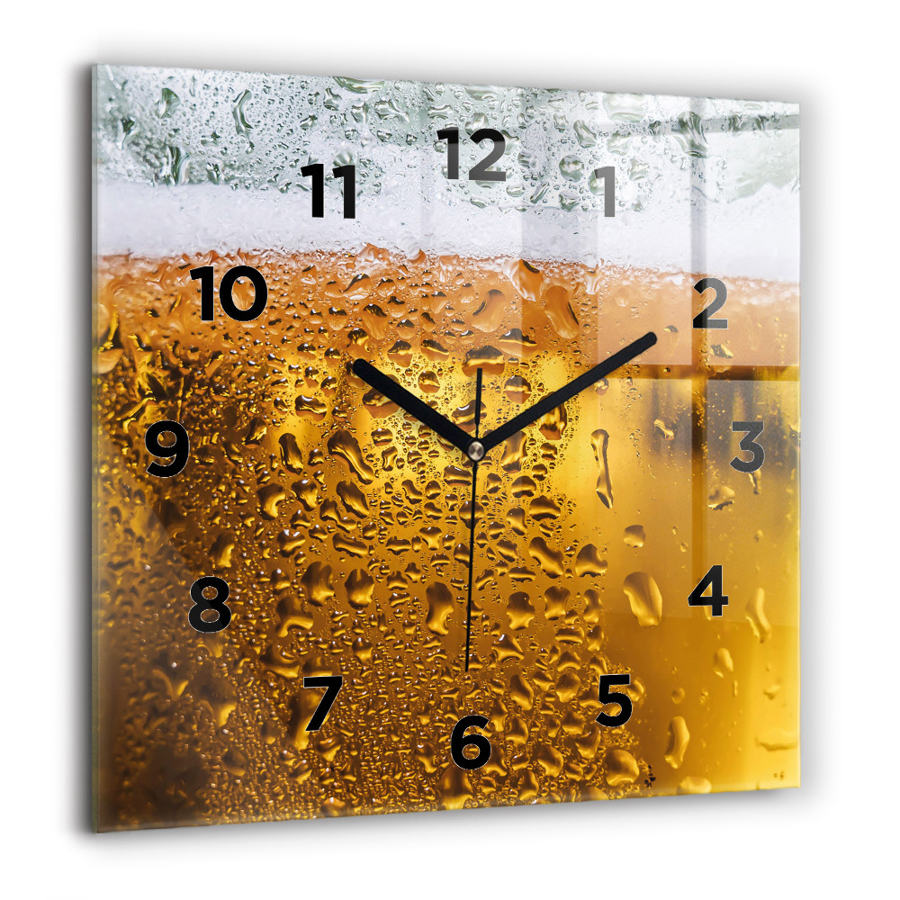 Horloge carrée en verre 60x60 cm Tasse à bière