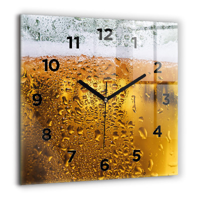 Horloge carrée en verre 60x60 cm Tasse à bière
