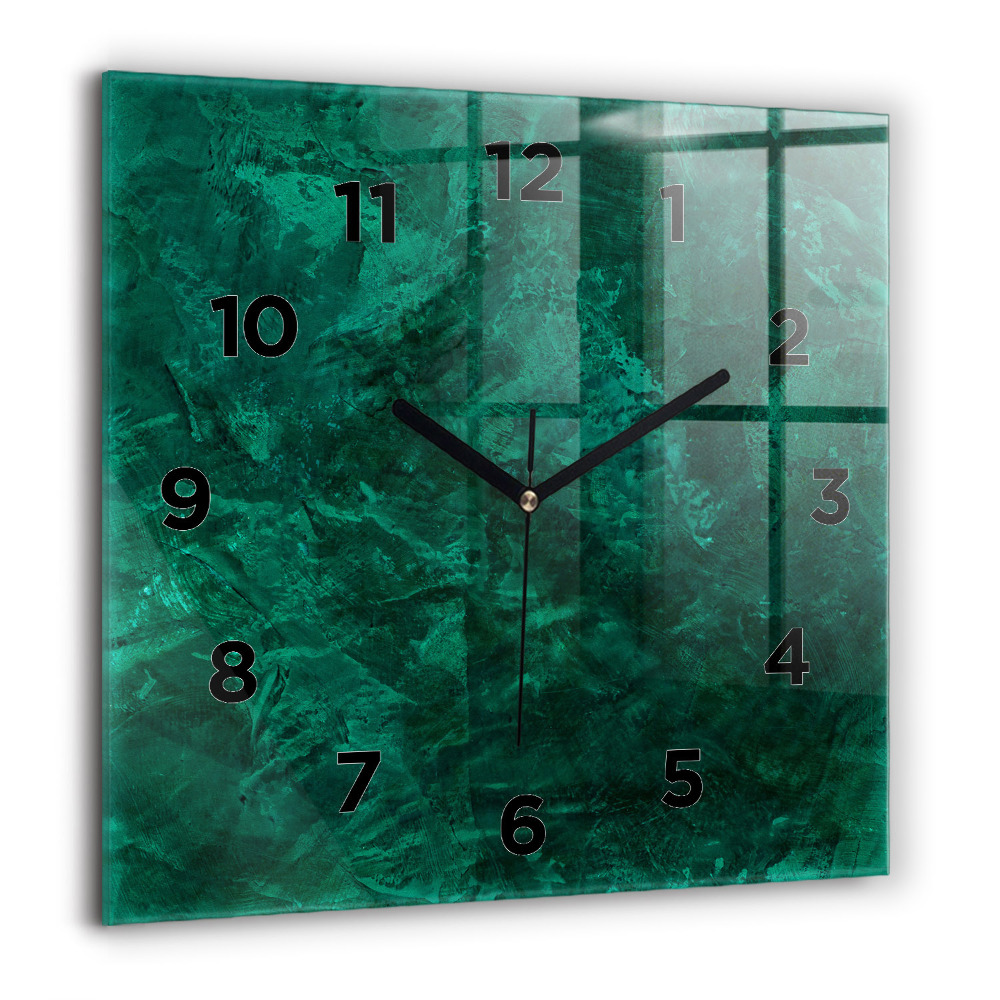 Horloge murale carrée 60x60 cm Mur d'émeraude
