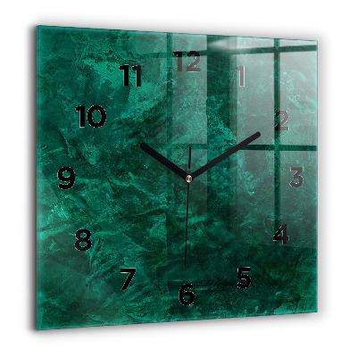 Horloge murale carrée 60x60 cm Mur d'émeraude