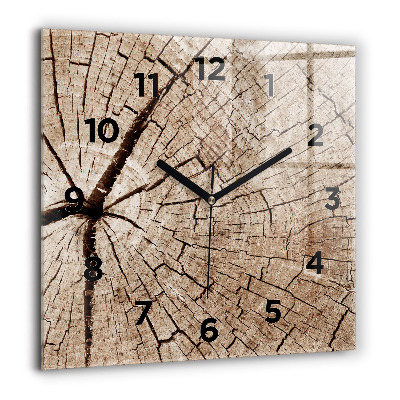 Horloge murale carrée 60x60 cm Tronc en bois ancien