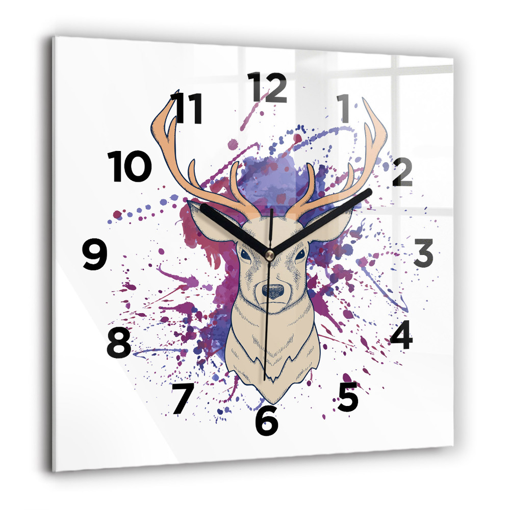 Horloge murale carrée 60x60 cm Illustration vectorielle d'un cerf