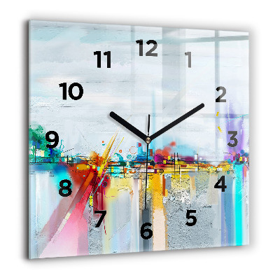Horloge murale carrée 60x60 cm Paysage abstrait à l'huile