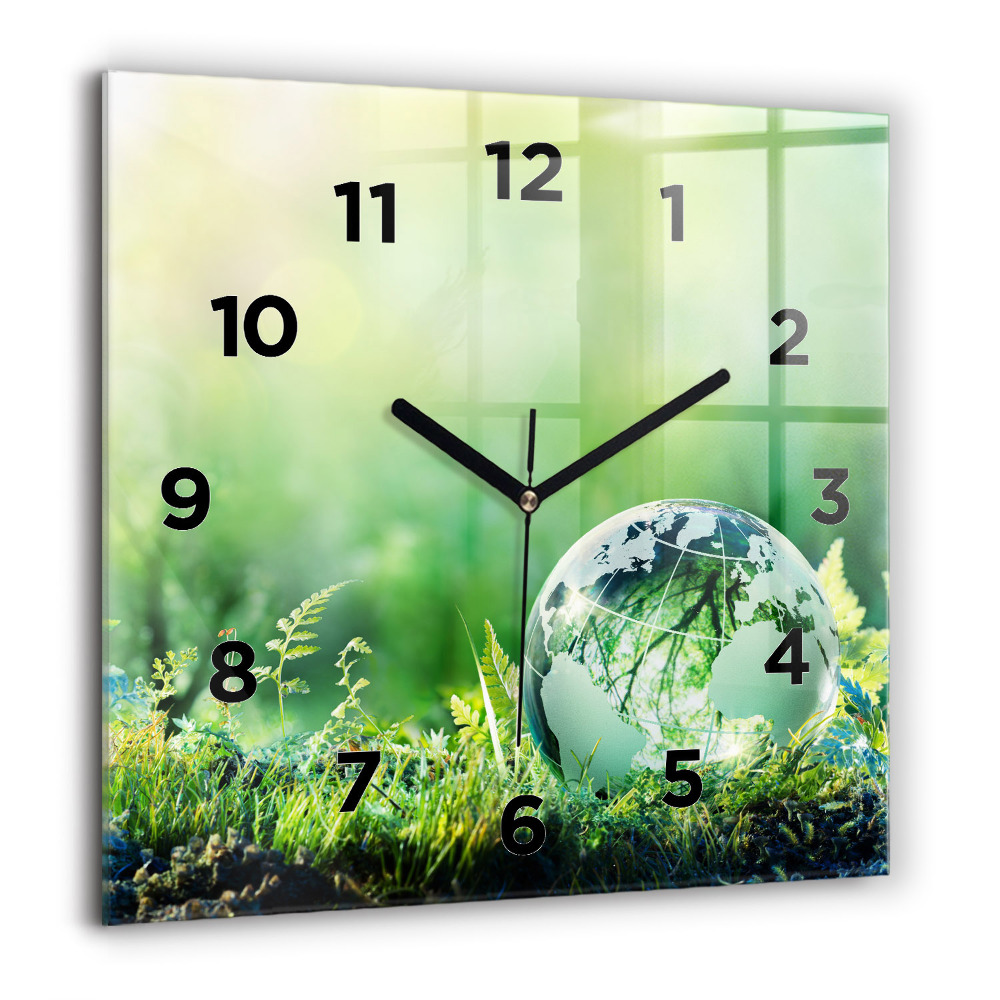 Horloge murale carrée 60x60 cm Globe terrestre