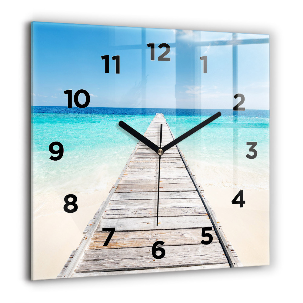 Horloge murale carrée 60x60 cm Île tropicale