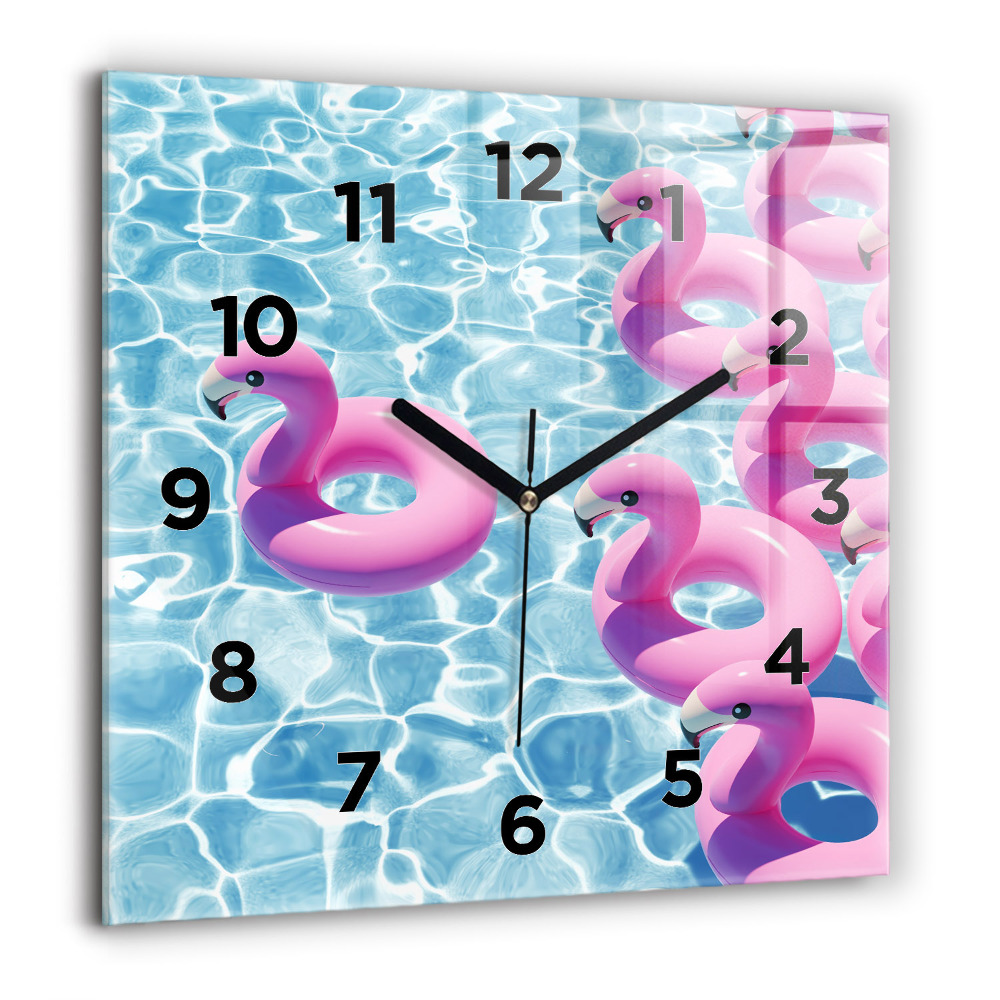 Horloge murale carrée 60x60 cm Flamands gonflables