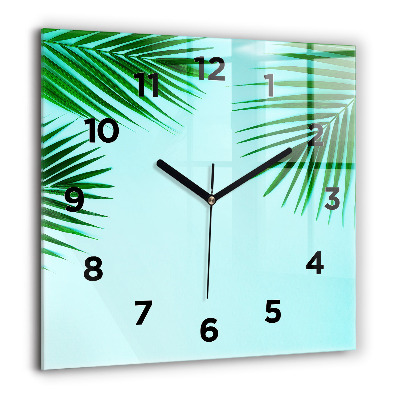 Horloge murale carrée 60x60 cm Palmiers verts