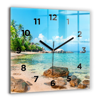 Horloge murale carrée 60x60 cm Belle plage en Thaïlande
