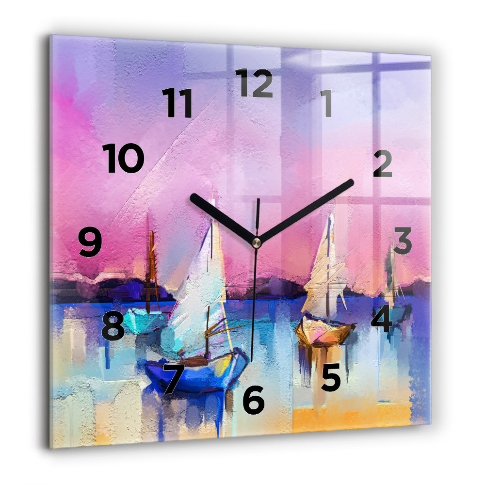 Horloge carrée en verre 60x60 cm Paysage marin