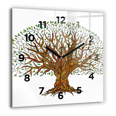 Horloge carrée en verre 60x60 cm Arbre et racines