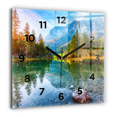Horloge murale carrée 60x60 cm Rivière montagnes Paysage