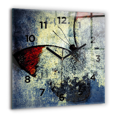 Horloge murale carrée 60x60 cm Papillon style vintage