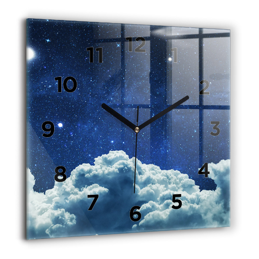 Horloge carrée en verre 60x60 cm Ciel nocturne