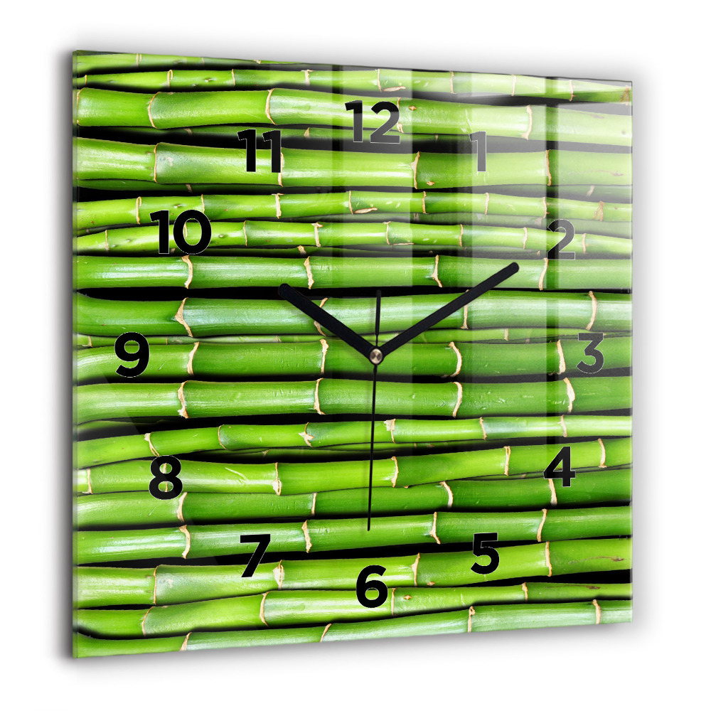 Pendule carrée en verre 60x60 cm Bambou asiatique