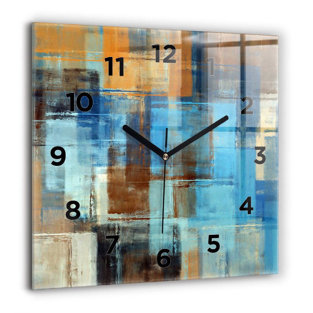 Horloge carrée en verre 60x60 cm Fond coloré - abstrait