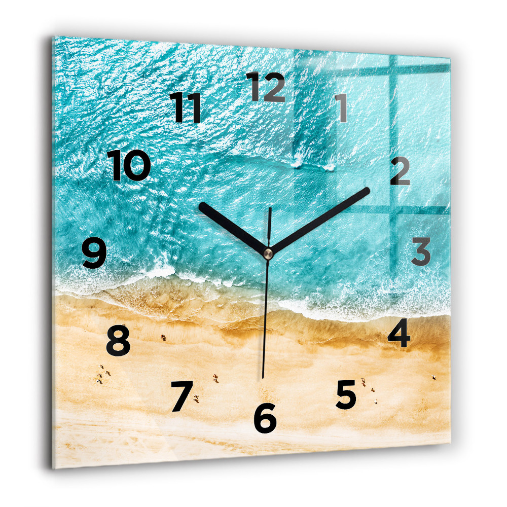 Horloge carrée en verre 60x60 cm Personnes sur la plage