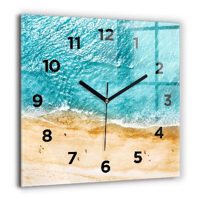 Horloge carrée en verre 60x60 cm Personnes sur la plage