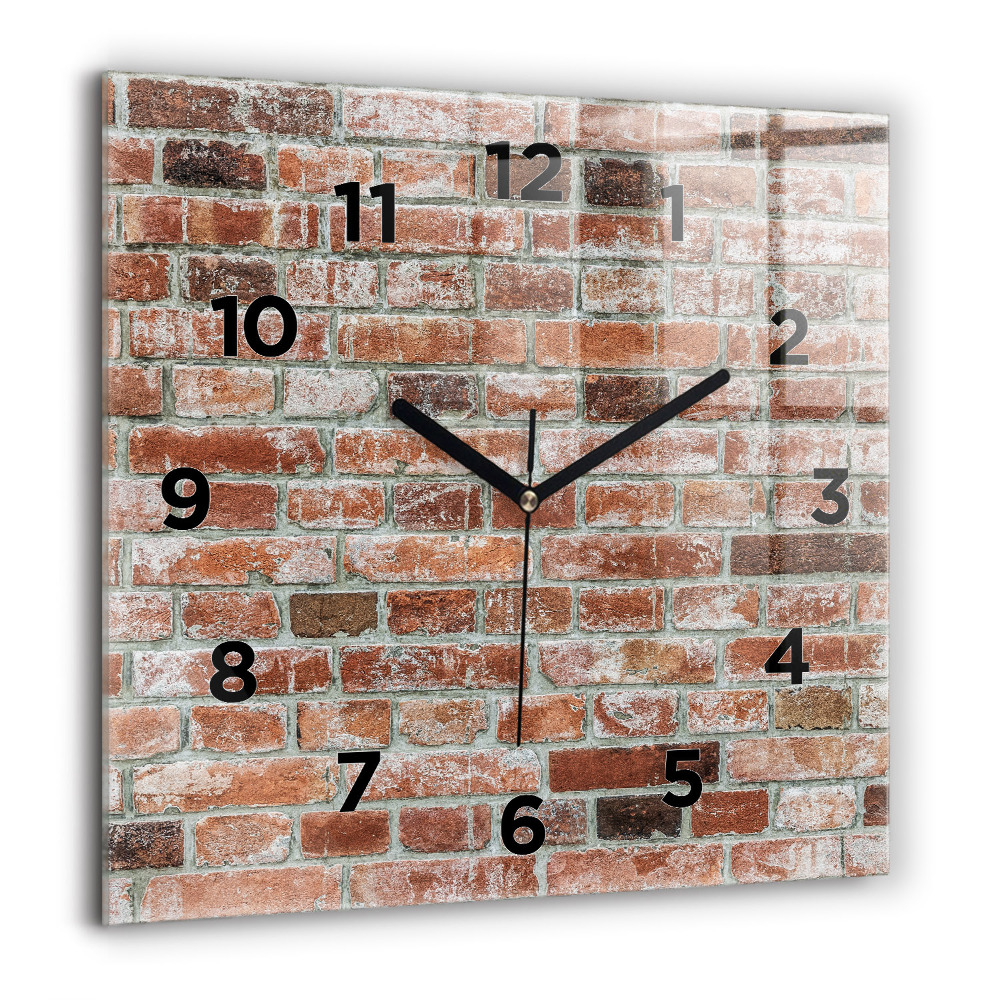 Pendule carrée en verre 60x60 cm Mur de briques